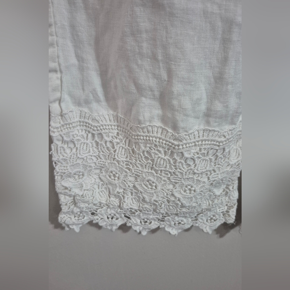 Kenar White Lace Trim Linen Pants Size Medium - Picture 2 of 7